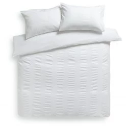 Habitat Cotton 300TC Waffle Striped White Bedding SetDouble Duvet Covers And Sets