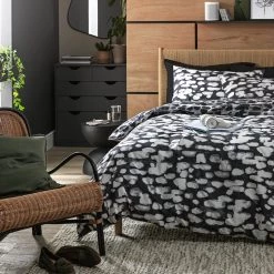 Habitat Cotton Bark Print Black & Grey Bedding Set Double Black And Grey Duvet Covers And Sets