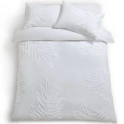 Habitat Cotton Tufted Leaf White Bedding Set Double Bedding