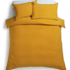 Habitat Stonewashed Cotton Plain Mustard Bedding Set Double White Duvet Covers And Sets