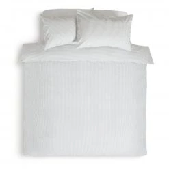 Habitat Stripe White & Grey Bedding Set Single Bedding