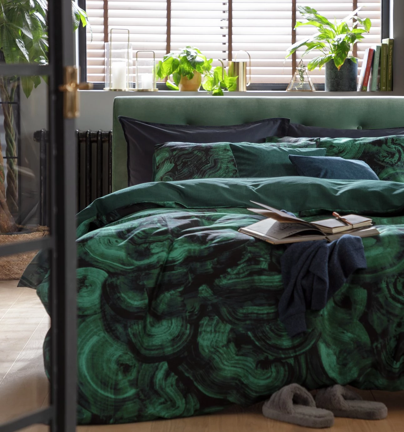 Habitat Cotton Malachite Print Green Bedding Set Double Duvet Covers And Sets 8 Habitat Cotton Malachite Print Green Bedding Set Double Duvet Covers And Sets - Image 6