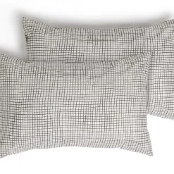 Habitat Willow Cotton Standard Pillowcase Pair White Black Pillowcases