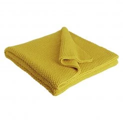 Habitat Paloma Knitted Cotton Throw Saffron Blankets And Throws