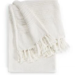 Habitat Boho Textured Throw White 125x150cm Blankets And Throws