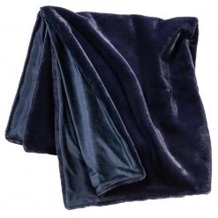 Habitat Faux Fur Plain Throw Navy Blankets And Throws