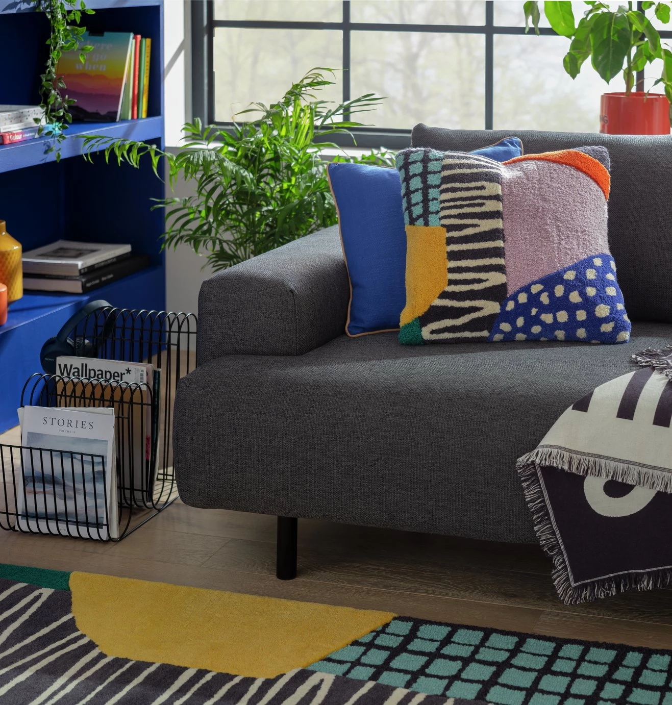 Habitat Tufted Wool Cushion Multicoloured 43x43cm Cushions 4 Habitat Tufted Wool Cushion Multicoloured 43x43cm Cushions - Image 2