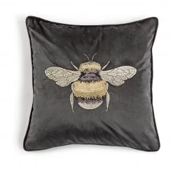 Habitat Bee Embroidered Cushion Grey 43x43cm Home Furnishings
