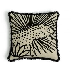 Habitat Embroidered Jungle Cushion Black 50x50cm Home Furnishings