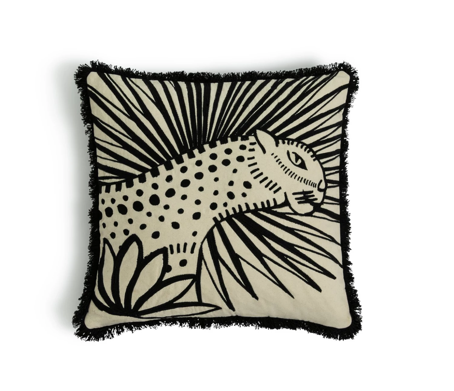 Habitat Embroidered Jungle Cushion Black 50x50cm Home Furnishings 3 Habitat Embroidered Jungle Cushion Black 50x50cm Home Furnishings