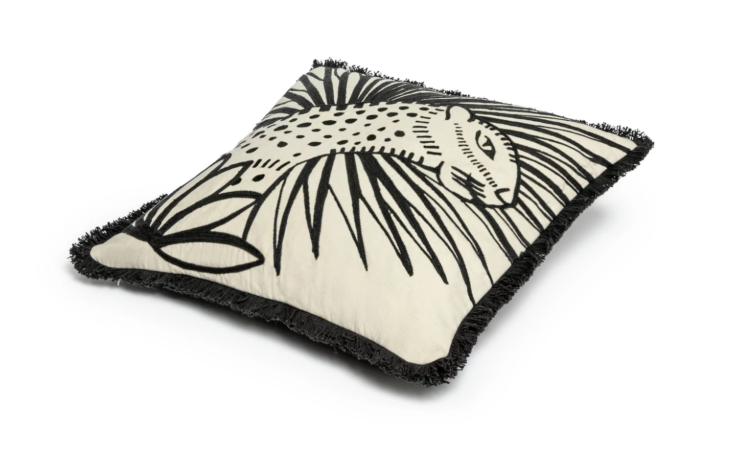 Habitat Embroidered Jungle Cushion Black 50x50cm Home Furnishings 6 Habitat Embroidered Jungle Cushion Black 50x50cm Home Furnishings - Image 4