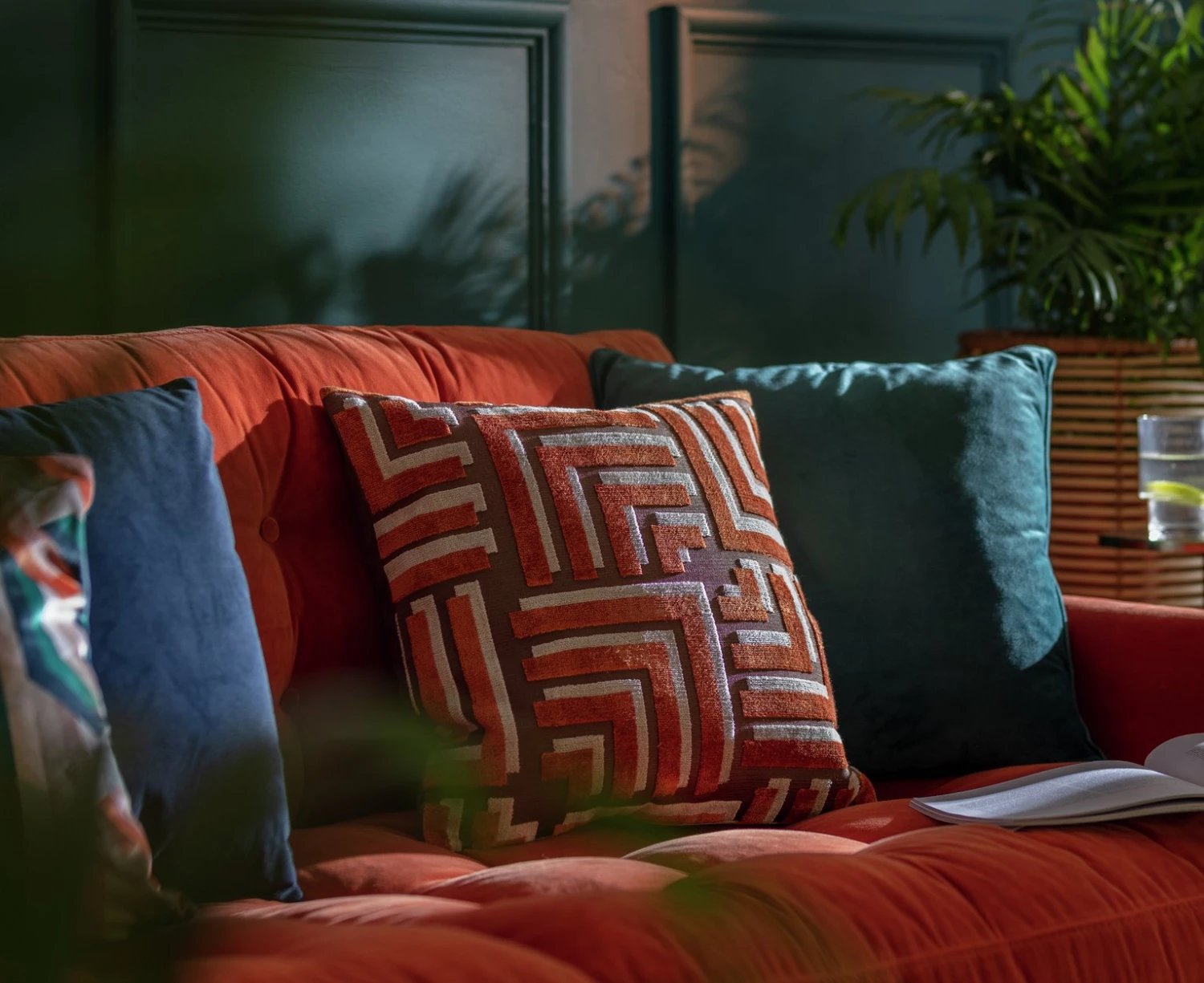 Habitat Velvet Carved Geo Cushion Multicolored 43X43cm Home Furnishings 4 Habitat Velvet Carved Geo Cushion Multicolored 43X43cm Home Furnishings - Image 2