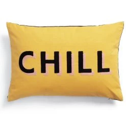 Habitat Chill Embroidered Cushion Yellow 40x58cm Home Furnishings