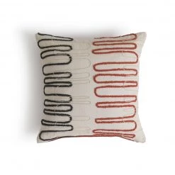 Habitat Squiggle Embroidered Cushion Cream 43x43cm Home Furnishings