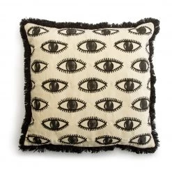 Habitat Eyes Embroidered Cushion Cream 50x50cm Cushions