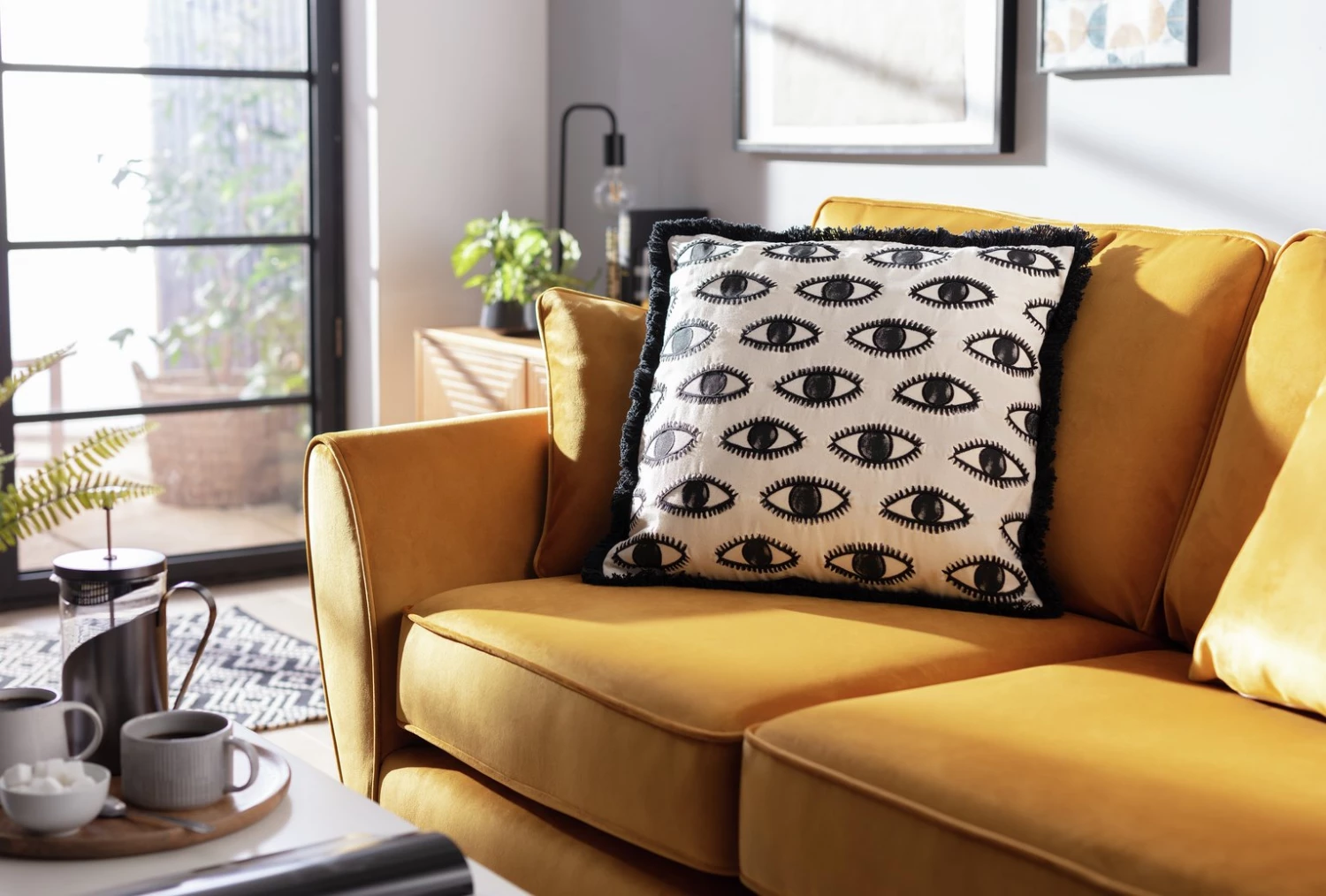 Habitat Eyes Embroidered Cushion Cream 50x50cm Cushions 4 Habitat Eyes Embroidered Cushion Cream 50x50cm Cushions - Image 2