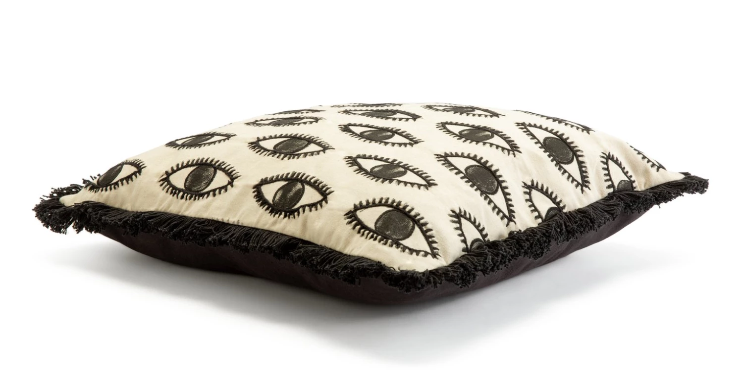 Habitat Eyes Embroidered Cushion Cream 50x50cm Cushions 6 Habitat Eyes Embroidered Cushion Cream 50x50cm Cushions - Image 4