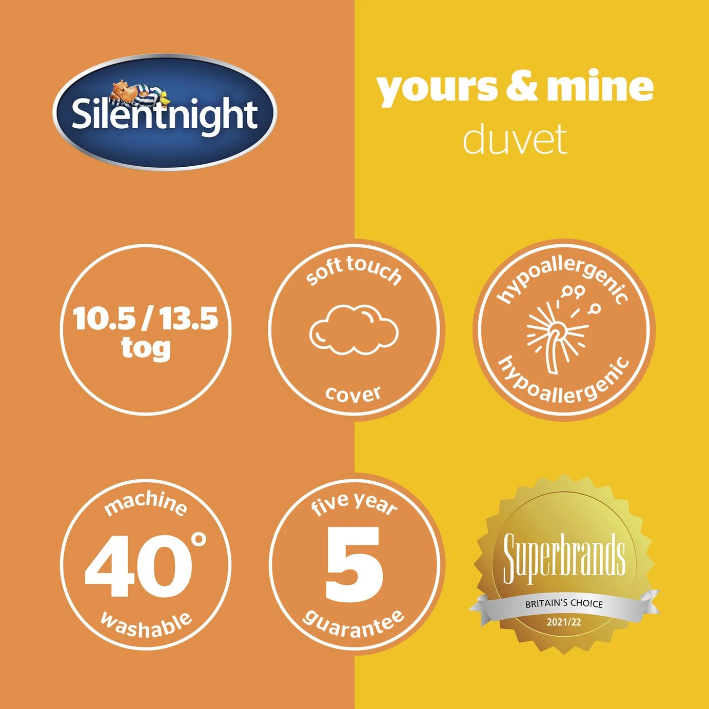 Silentnight Yours And Mine 10.5/ 13.5 Tog Duvet Double Bedding 11 Silentnight Yours And Mine 10.5/ 13.5 Tog Duvet Double Bedding - Image 9