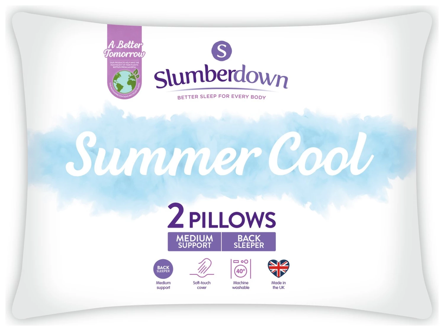 Slumberdown Summer Cool Medium Support Pillow 2 Pack Bedding 3 Slumberdown Summer Cool Medium Support Pillow 2 Pack Bedding