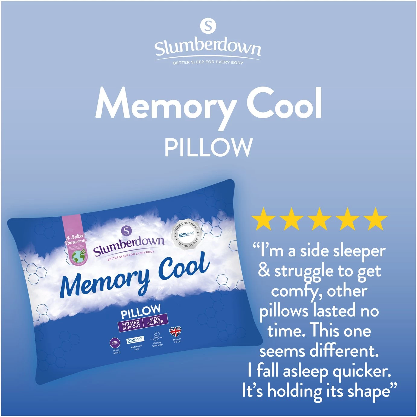 Slumberdown Cool Max Memory Support Firm Pillow Bedding 4 Slumberdown Cool Max Memory Support Firm Pillow Bedding - Image 2