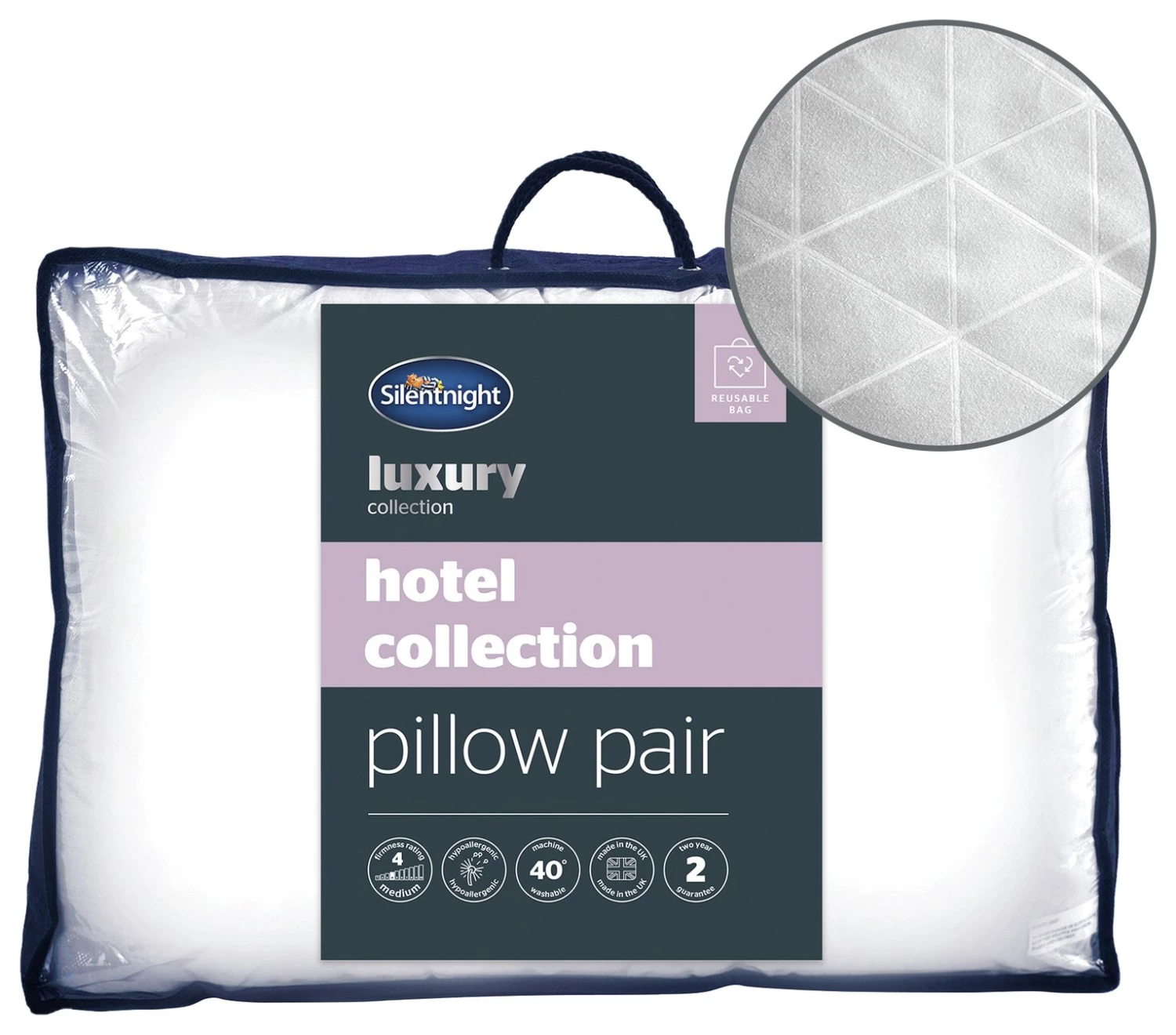 Silentnight Luxury Hotel Collection Med/Soft Pillow 2 Pack Bedding 3 Silentnight Luxury Hotel Collection Med/Soft Pillow 2 Pack Bedding