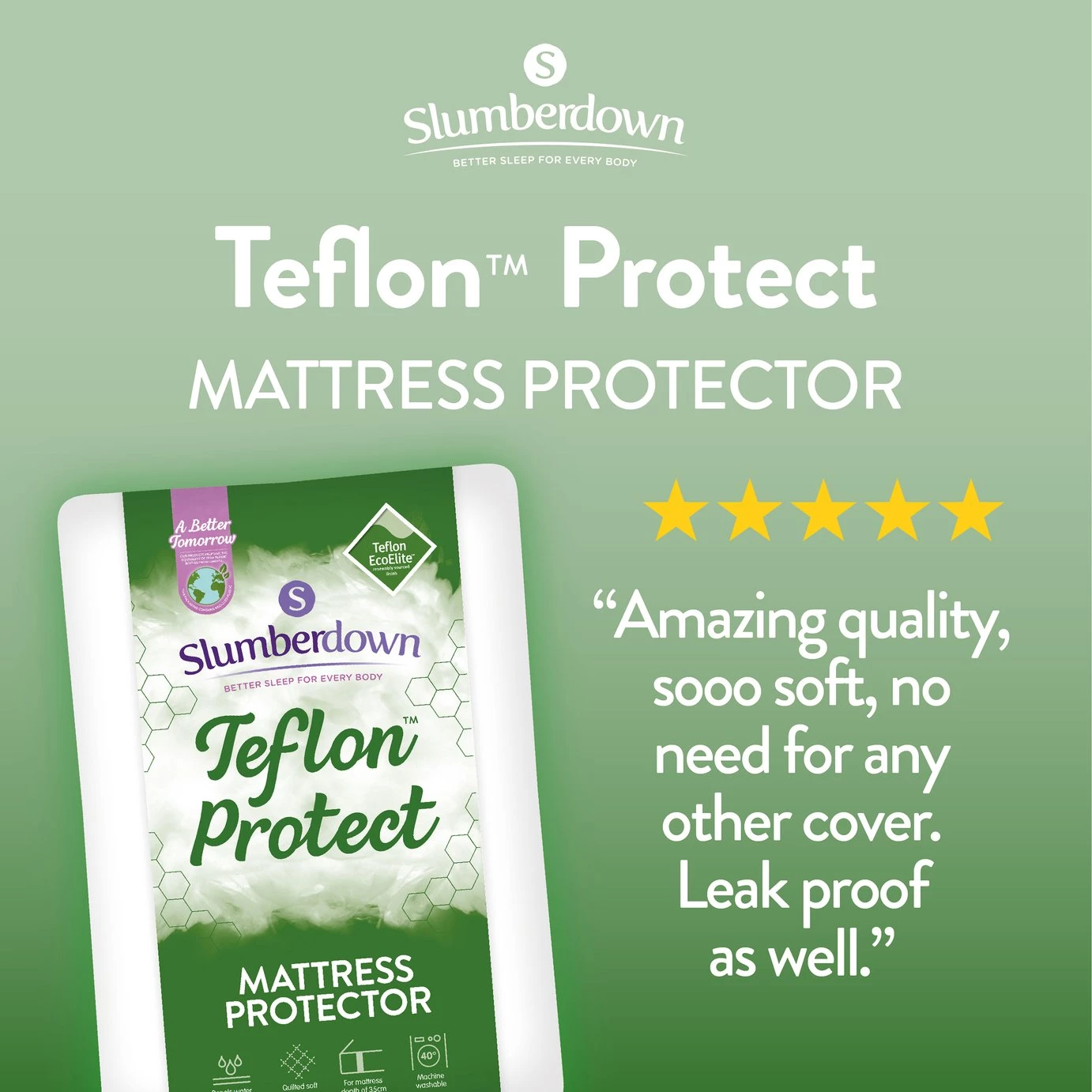 Slumberdown Teflon Mattress Protector Single Mattress Protectors 4 Slumberdown Teflon Mattress Protector Single Mattress Protectors - Image 2