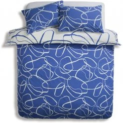 Habitat Linear Pebbles Blue & White Bedding Set Single Multicoloured Duvet Covers And Sets