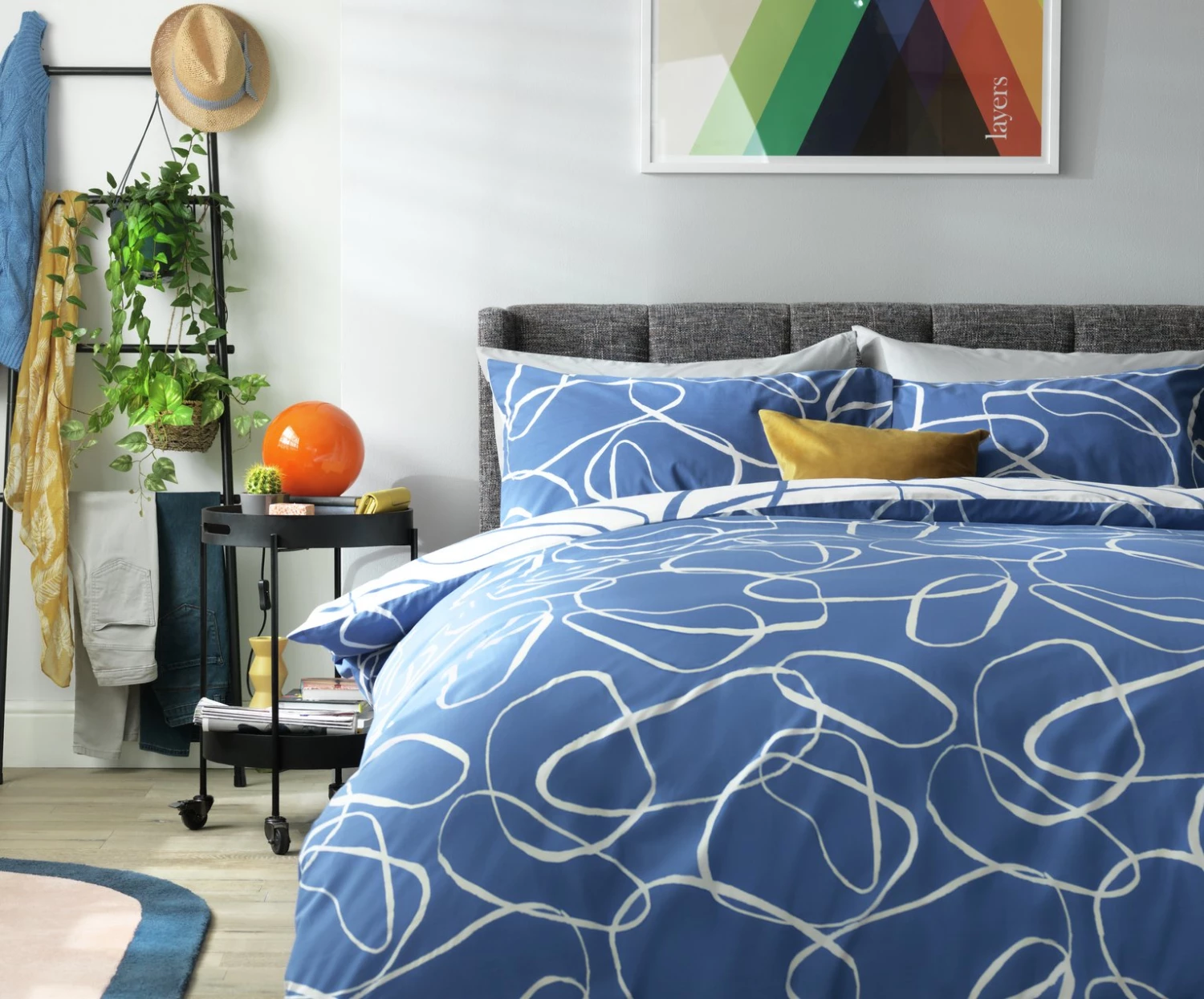 Habitat Linear Pebbles Blue & White Bedding Set Single Multicoloured Duvet Covers And Sets 4 Habitat Linear Pebbles Blue & White Bedding Set Single Multicoloured Duvet Covers And Sets - Image 2