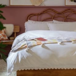 Habitat Cotton Scallop Plain White Bedding Set Double Duvet Covers And Sets