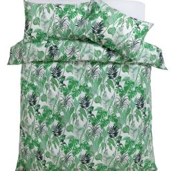 Habitat House Plant Print Green & White Bedding SetSingle Duvet Covers And Sets
