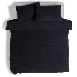 Habitat Cable Knit Fleece Plain Charcoal Bedding Set Single Bedding