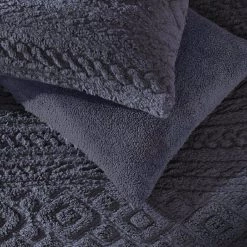 Habitat Cable Knit Fleece Plain Charcoal Bedding Set Single Bedding -Bedding Sales 2022 unnamed file 683